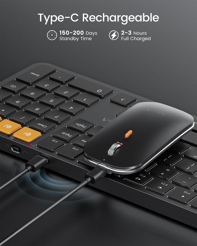 ProtoArc Backlit Bluetooth Keyboard and Mouse for Mac, KM100-A Multi-Device Wireless Keyboard Mouse for Mac, Full Size Rechargeable for MacBook Pro/Air, iPhone, iPad, Black - Image 5